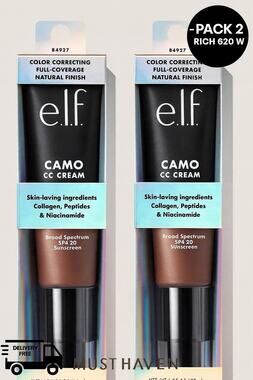 E.L.F. COSMETICS Elf Camo Hydrating CC Cream - RICH 640 W - 2-Pack NIB